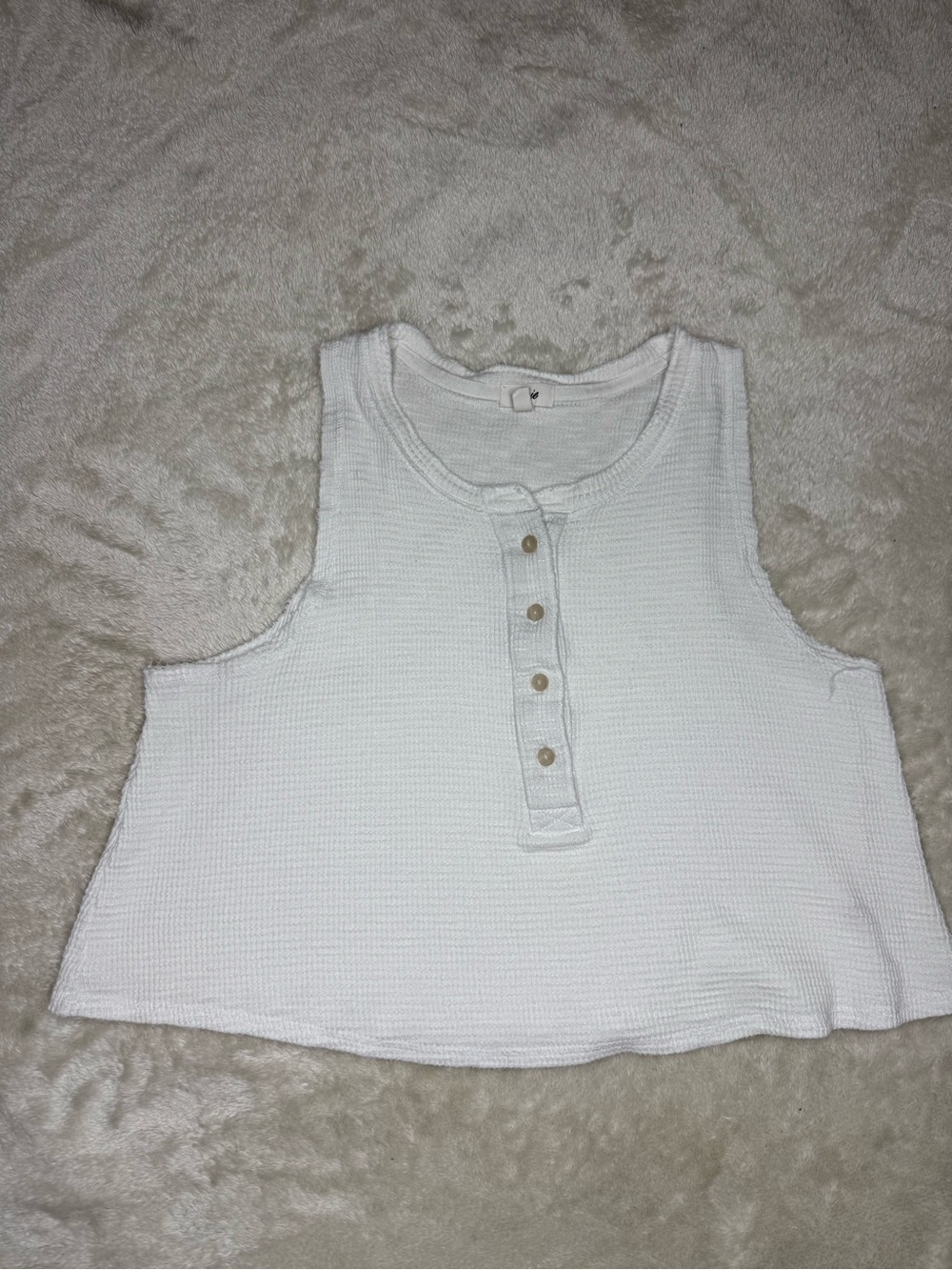 Aerie Ribbed Henley Tank Top White Sleeveless Button Front Size XS